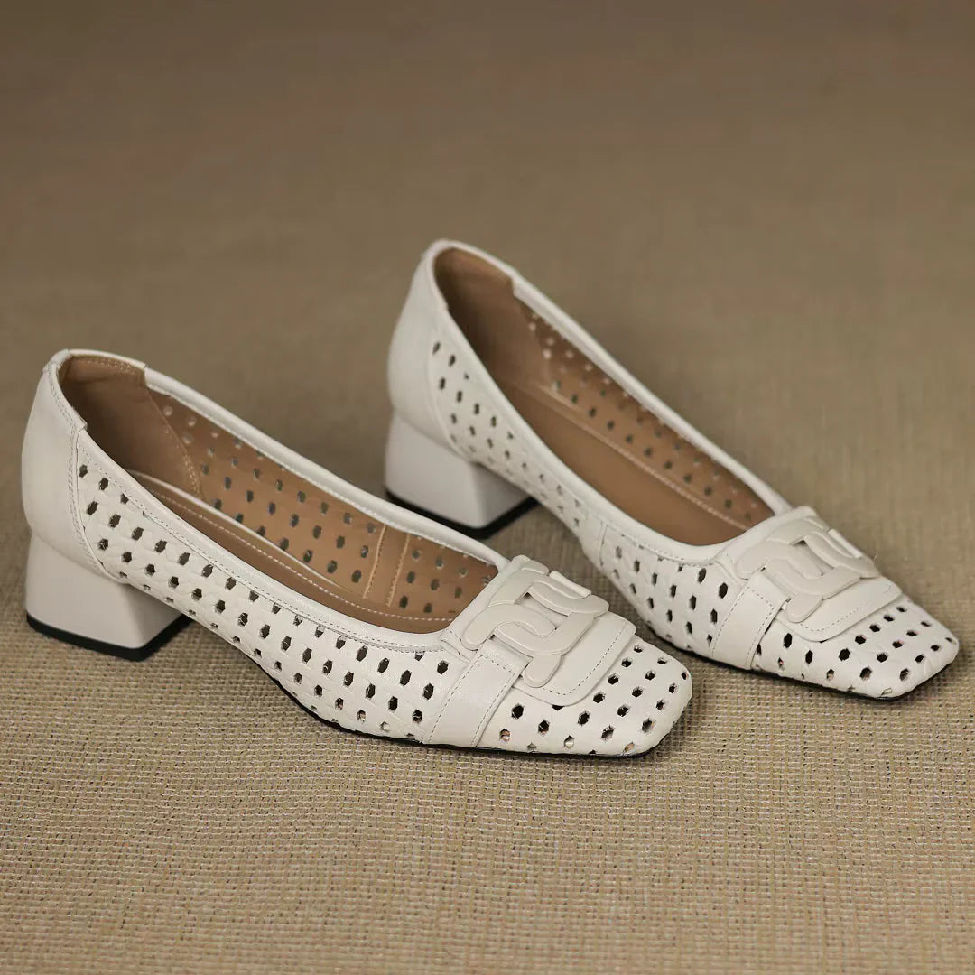 Claire | Perforated Leather Heels