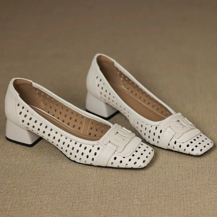 Claire | Perforated Leather Heels