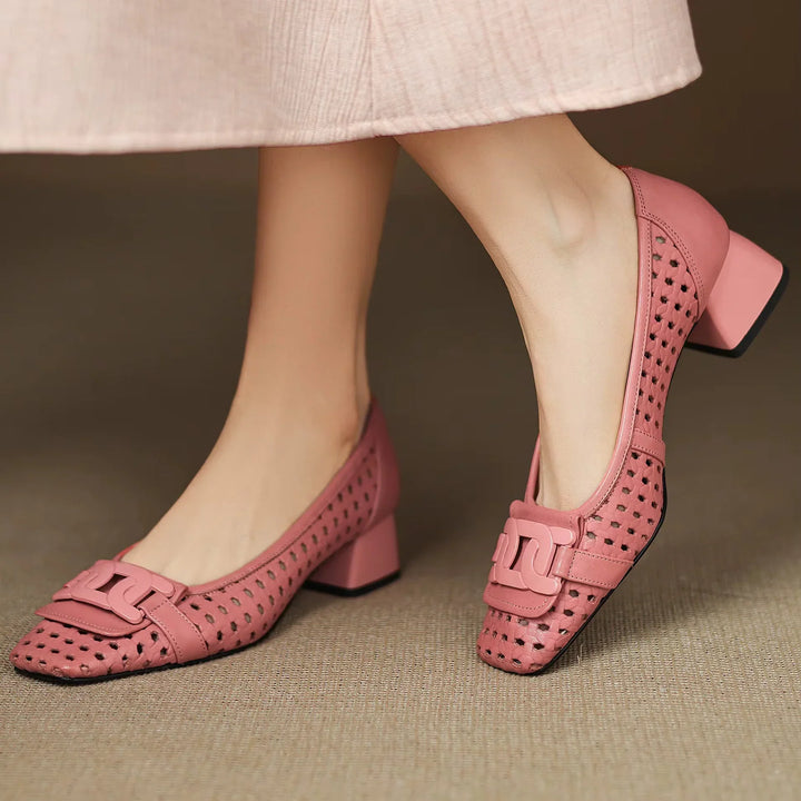 Claire | Perforated Leather Heels