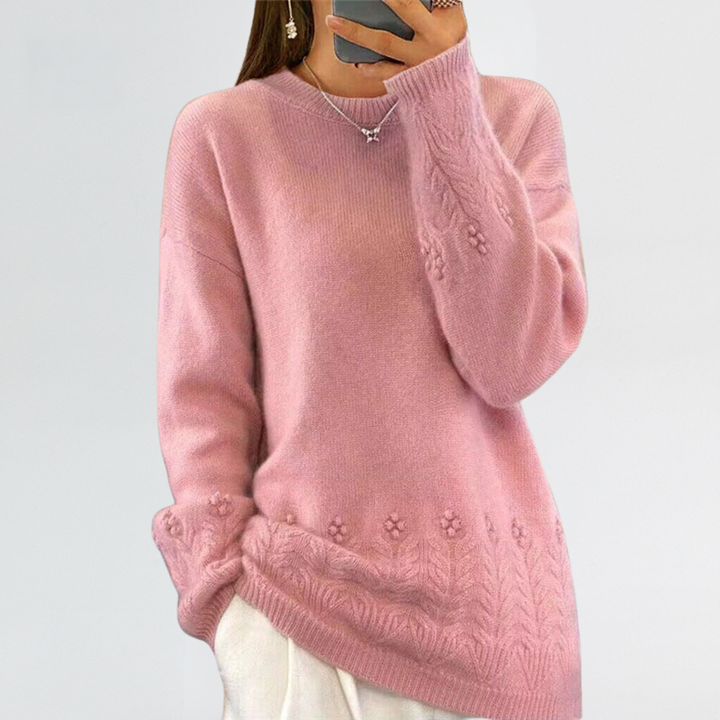 Alma | Scandinavian Floral Knit Sweater