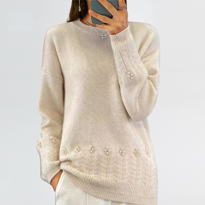 Alma | Scandinavian Floral Knit Sweater