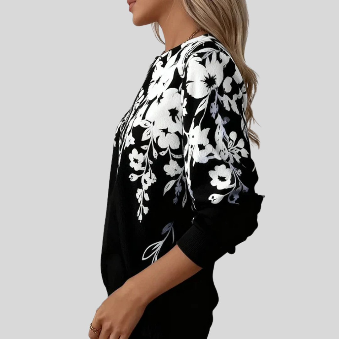 Sheila | Floral Zip-Neck Sweatshirt