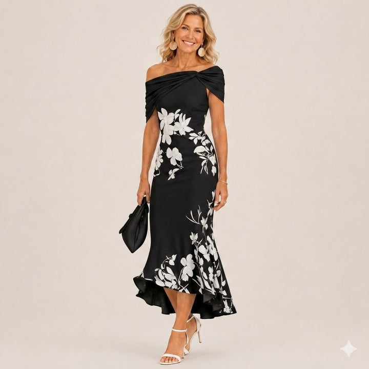 ALTHEA | FLORAL OFF-SHOULDER MIDI DRESS