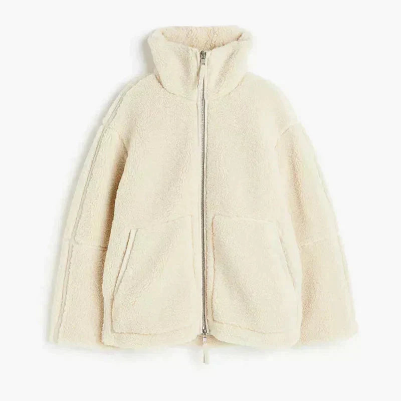 CORA | Oversized teddy jacket with high collar
