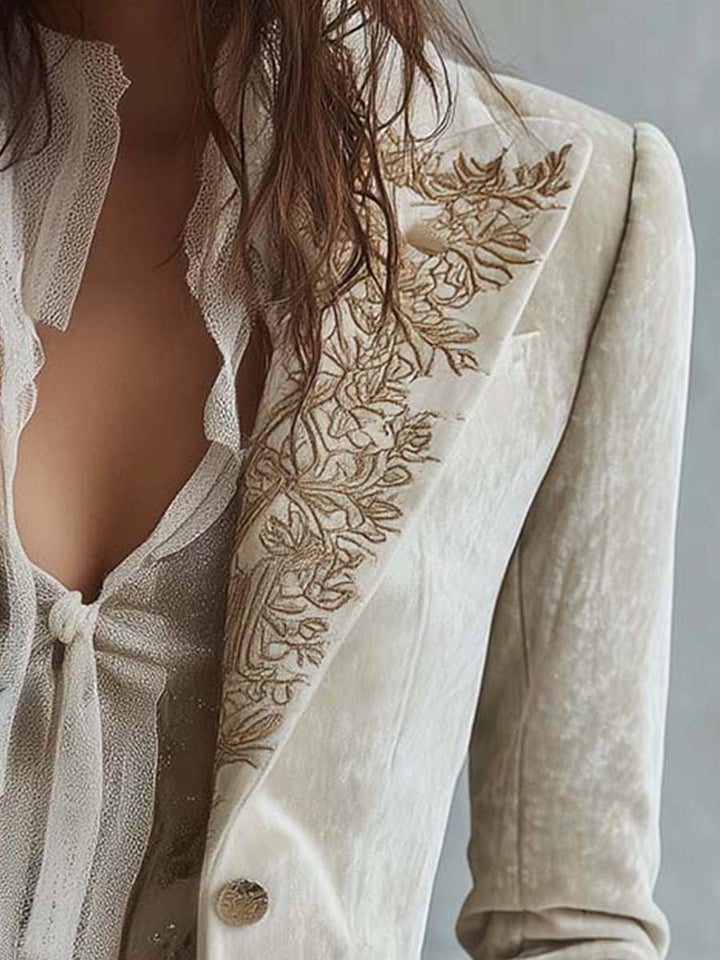 Women’s Ivory Embroidered Tailored Blazer