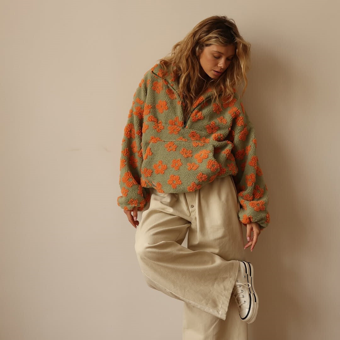 Daisy™ | Floral Fleece Half-Zip Pullover