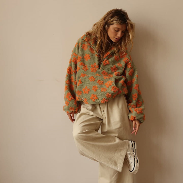 Daisy™ | Floral Fleece Half-Zip Pullover