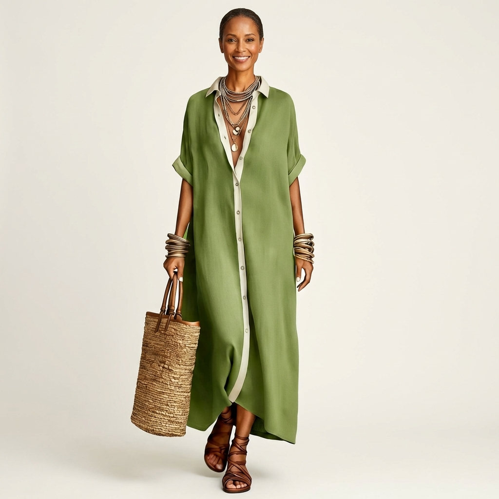 Kamira | Button-Front Maxi Dress