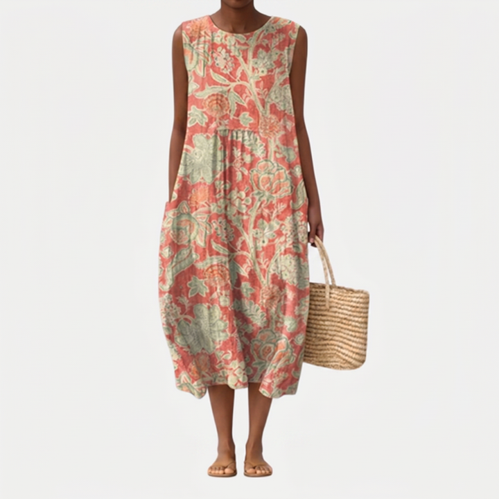 Amara - Floral Print Linen Dress