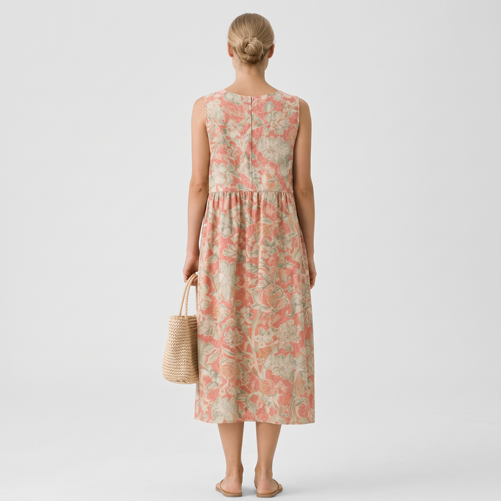 Amara - Floral Print Linen Dress