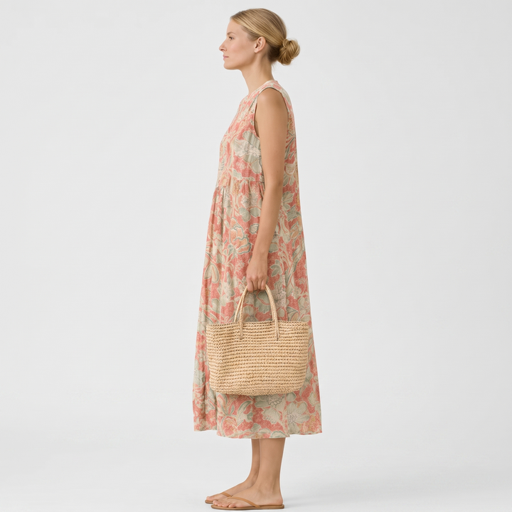 Amara - Floral Print Linen Dress