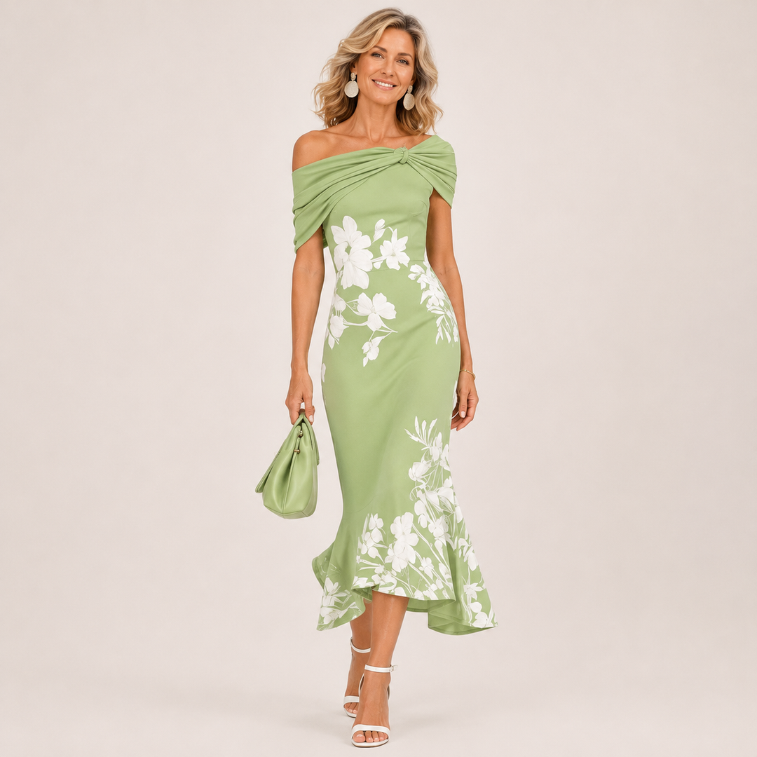 ALTHEA | FLORAL OFF-SHOULDER MIDI DRESS