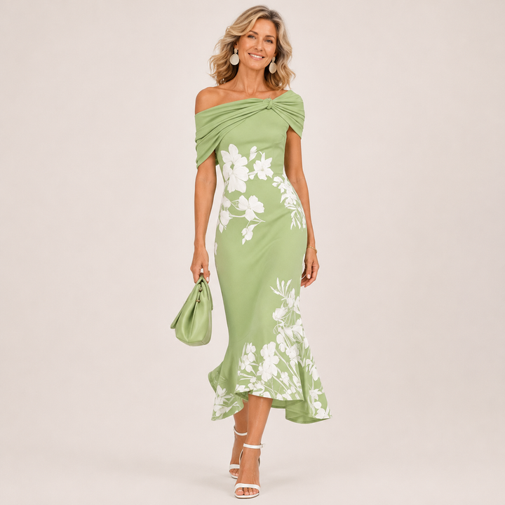 ALTHEA | FLORAL OFF-SHOULDER MIDI DRESS