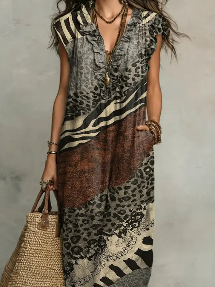 ZOLA | MIXED PRINT MAXI DRESS