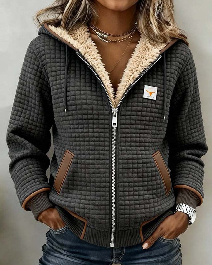 BETH | Sherpa-lined quilted zip-up hooded jacket